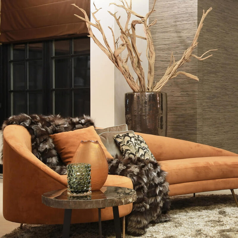 Design lounge met fluwelen bank